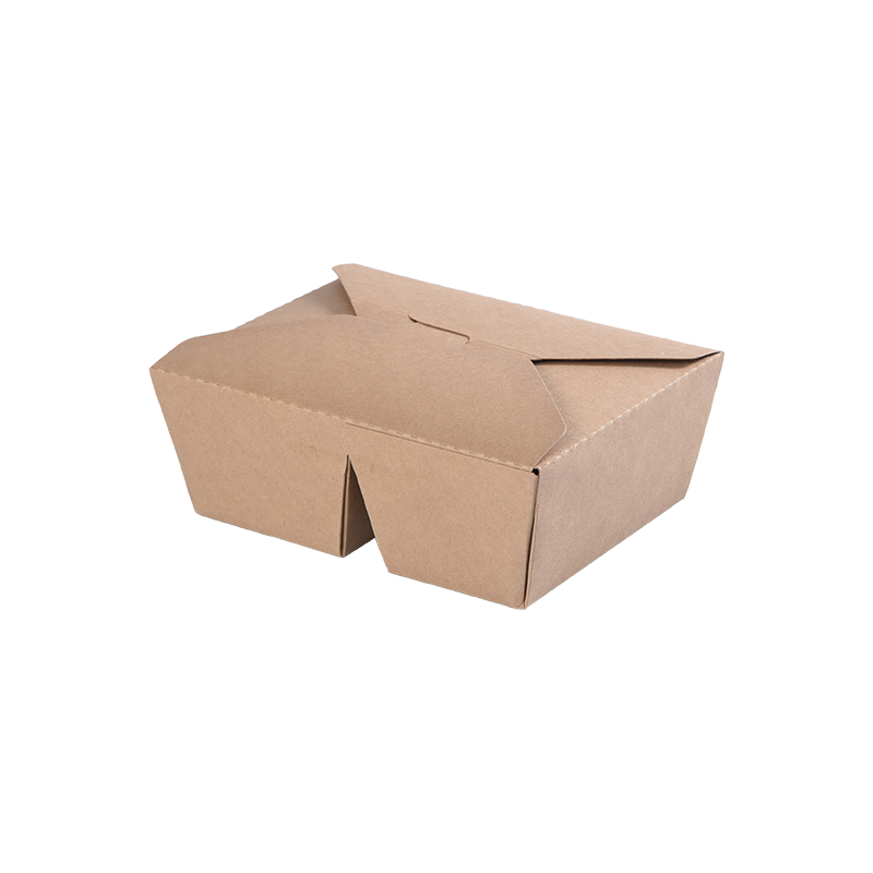 Voimapaperi Take out Box Taitettu yläosa Bento Box-Two 2-osastoinen jako
